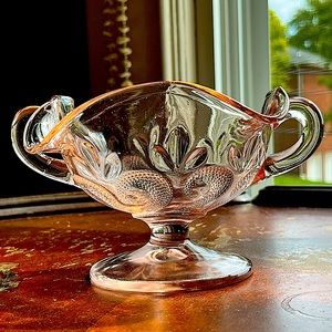 VTG Organic Octopus 🐙 Arms Pink Indiana Glass Bowl Blown Glass